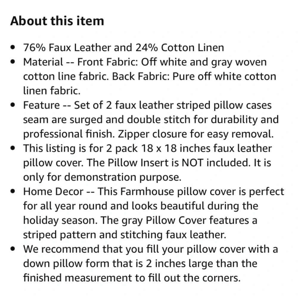 Luxury Home | Rustic Farmhouse Grey Striped Faux Leather Throw Pillow Covers